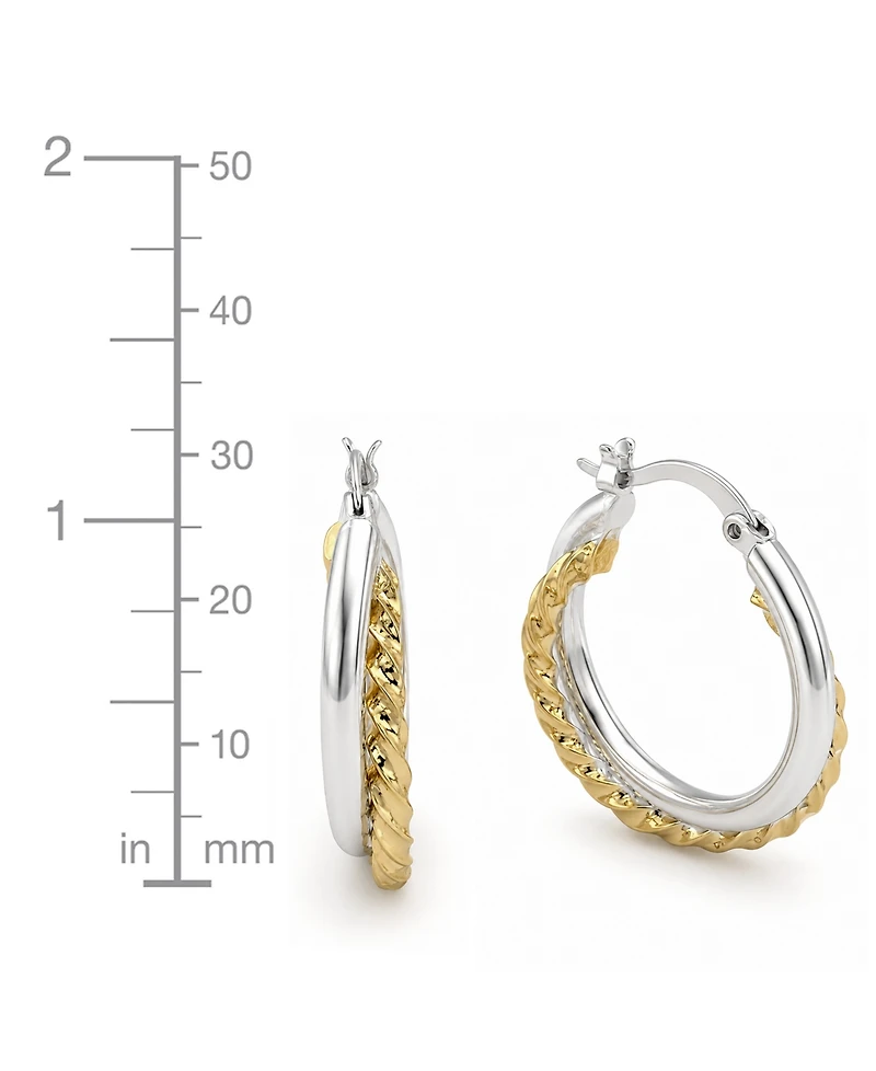 And Now This Fine Silver Mixed Metal-Plated Twist Hoop Earrings