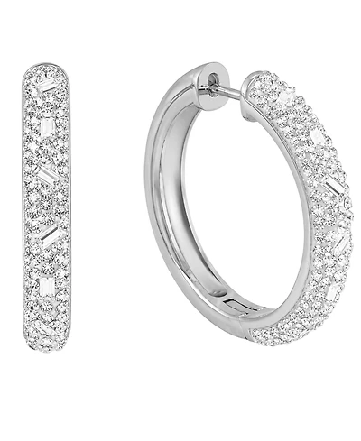 And Now This Crystal Composite Stone Hinged Hoop Earrings