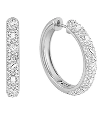 And Now This Crystal Composite Stone Hinged Hoop Earrings