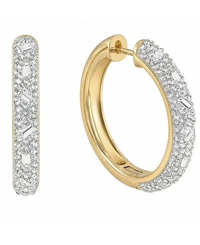 And Now This Crystal Composite Stone Hinged Hoop Earrings