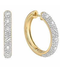 And Now This Crystal Composite Stone Hinged Hoop Earrings