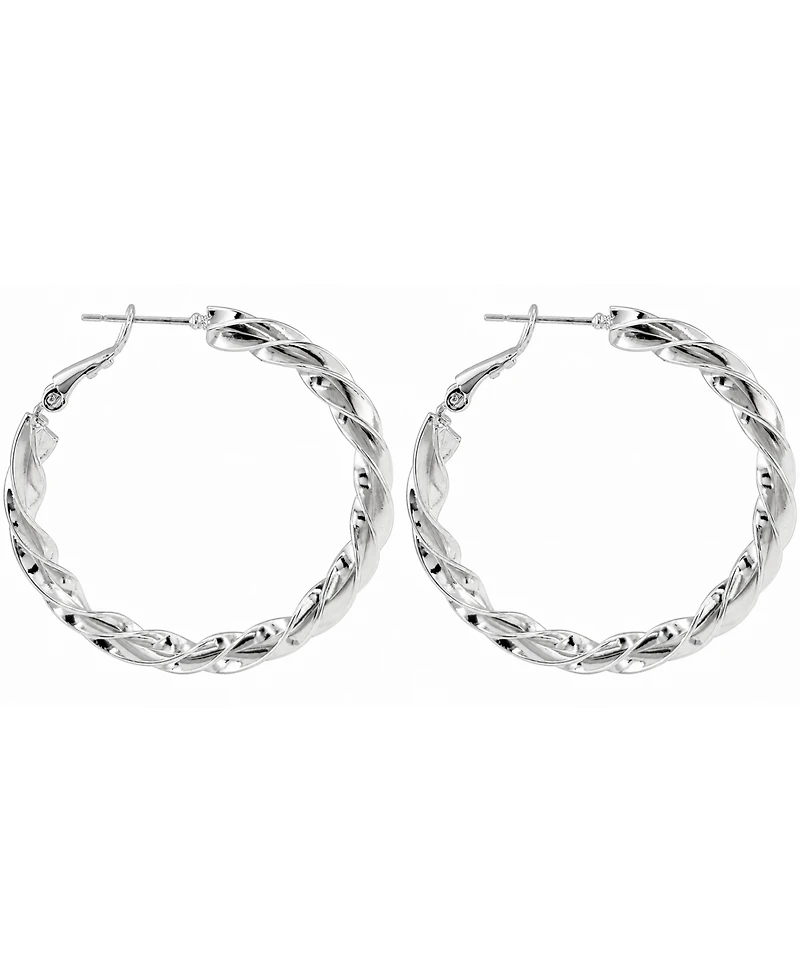 And Now This Fine Silver-Tone Plated Twist Omega Hoop Earrings