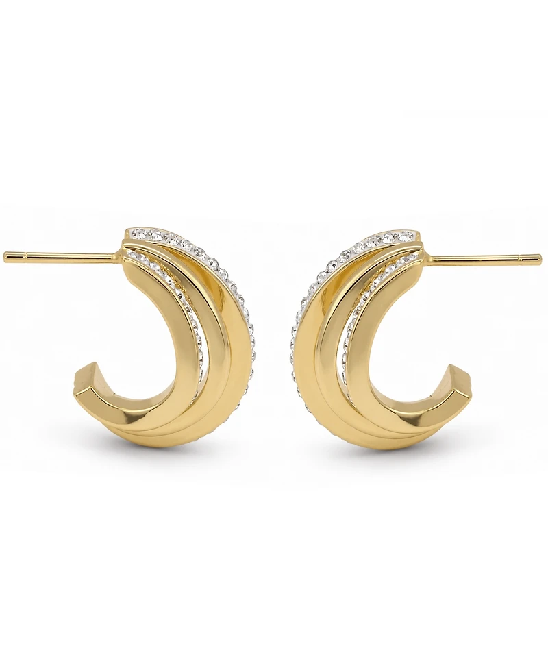 And Now This Crystal Gold-Tone Plated Triple Row Hoop Earrings