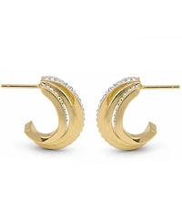 And Now This Crystal Gold-Tone Plated Triple Row Hoop Earrings