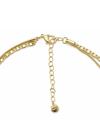 And Now This Cubic Zirconia Gold-Tone Plated Multi Color Stone Double Layer Rondelle and Heart Pendant Necklace
