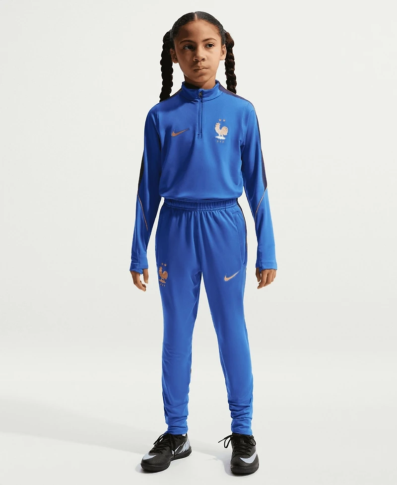 Nike Big Boys and Girls Blue France National Team 2026 Strike Dri-fit Long Sleeve Quarter-Zip Drill Sweatshirt