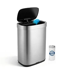 Mega Casa 13-Gallon Motion Sensor Trash Can, Stainless Steel 50-Liter Automatic Touchless Waste Bin with Silent Close Lid