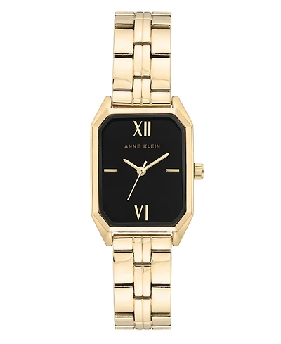 Anne Klein Women's Quartz Black Octagonal Gold Tone Bracelet Watch 24mm x 35mm