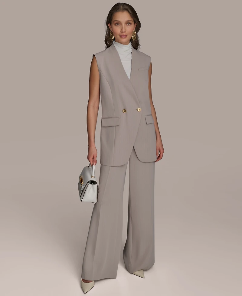Donna Karan New York Petite V-Neck One-Button Vest