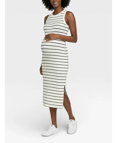 Motherhood Maternity Crew Neck Sleeveless Racerback Midi Dress