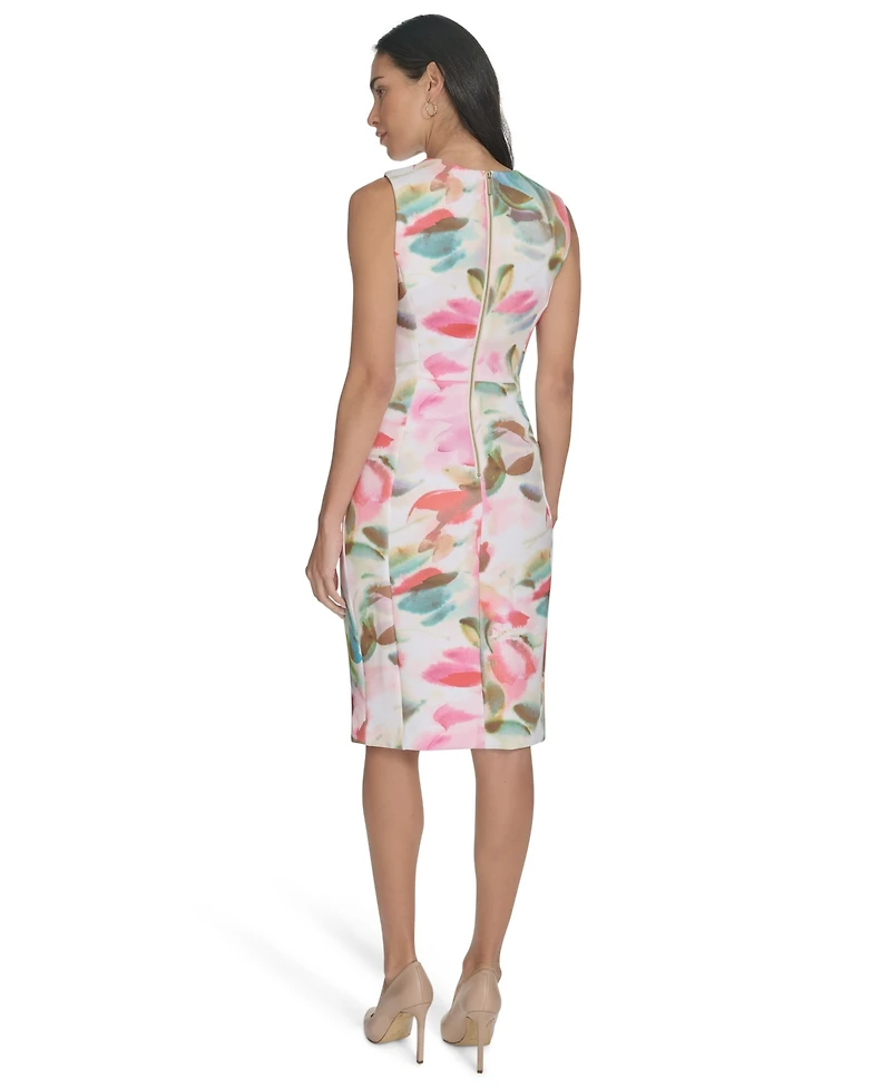 Calvin Klein Women's Printed Scuba Crewneck Dress