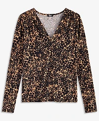 I.n.c. International Concepts Women's Long-Sleeve V-Neck Print Blouse, Macy's Exclusive