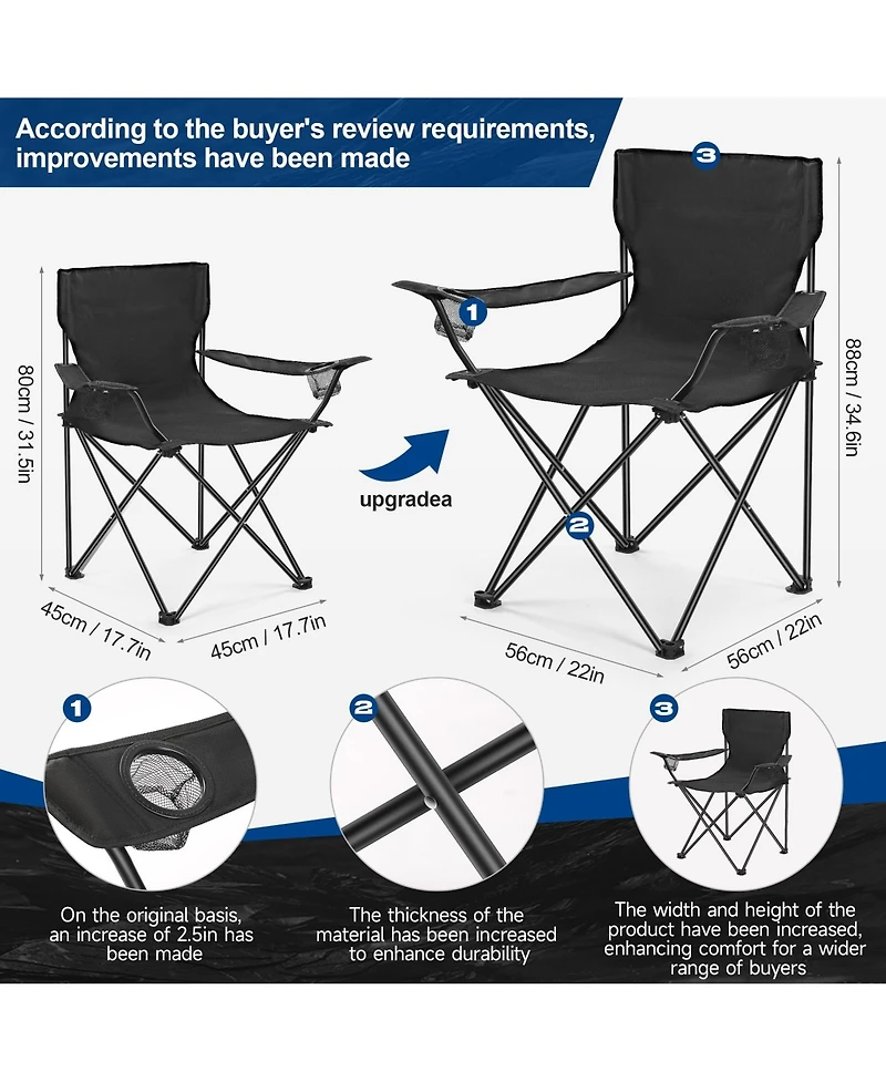 Aofar 2 Pack Camping Chairs Folding Portable Heavy-duty Beach Outdoor