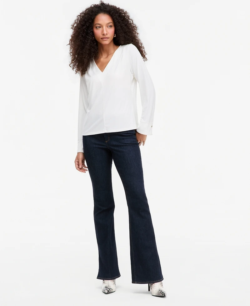 I.n.c. International Concepts Women's V-Neck Long-Sleeve Blouse, Macy's Exclusive