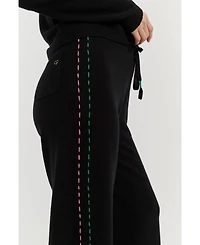 Chinti & Parker Women's Wool-Cashmere Peanuts Stripe Wide Leg Track Pants