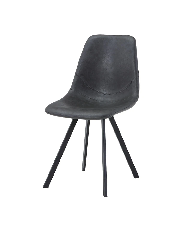 LeisureMod Markley 4-pcs Mid-Century Modern Leather Upholstered Desk Chair for Kitchen, Dining and Office