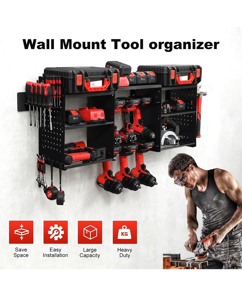 Xdovet Power Tool Organizer with Drill Holder Outlet Strip