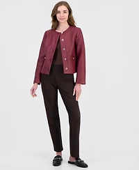 Jm Collection Women's Quilted Faux-Leather Button-Front Jacket, Macy's Exclusive