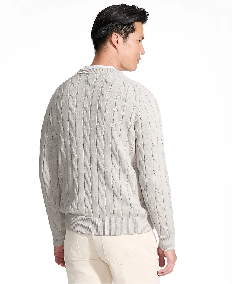Lands' End Men's Long Sleeve Drifter Cable Crewneck Sweater