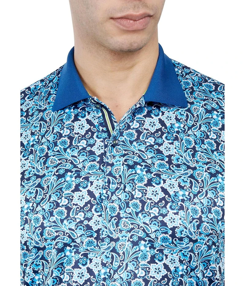 Society of Threads Men's Regular Fit Floral Print Performance Polo