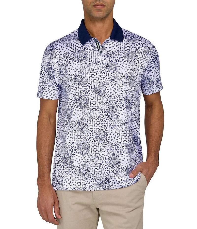 Society of Threads Men's Regular Fit Micro Paisley Performance Polo