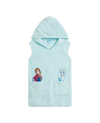 Frozen Girls Loop Terry Cloth Hooded Zip Up Swim Cover