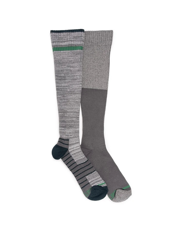 Muk Luks Men's 2 Pair Pack Compression Knee High Cotton Socks