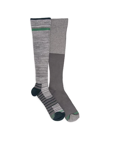 Muk Luks Men's 2 Pair Pack Compression Knee High Cotton Socks