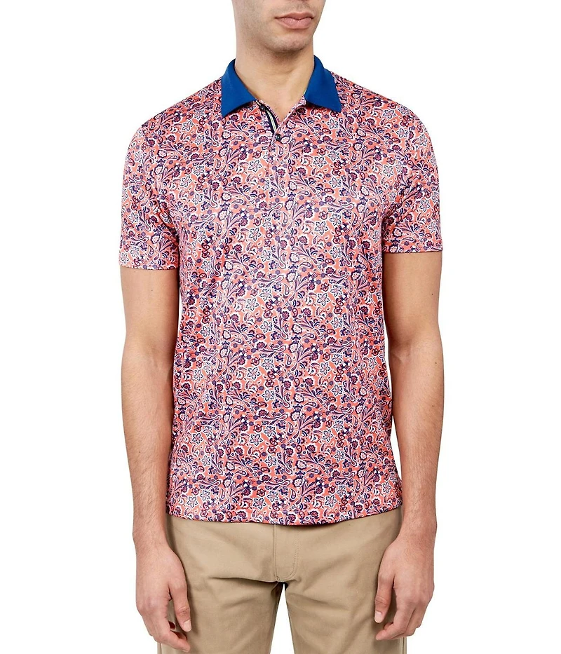 Society of Threads Men's Regular Fit Floral Paisley Performance Polo