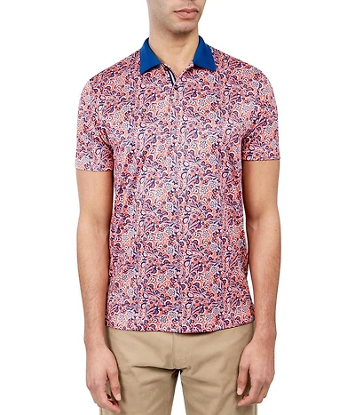 Society of Threads Men's Regular Fit Floral Paisley Performance Polo