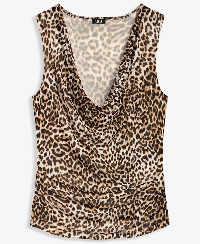 I.n.c. International Concepts Women's Sleeveless Cowl-Neck Printed Mesh Top, Macy's Exclusive