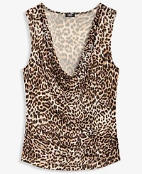 I.n.c. International Concepts Women's Sleeveless Cowl-Neck Printed Mesh Top, Macy's Exclusive
