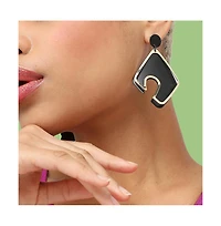 Sohi Women's Black Abstract Drop Earrings