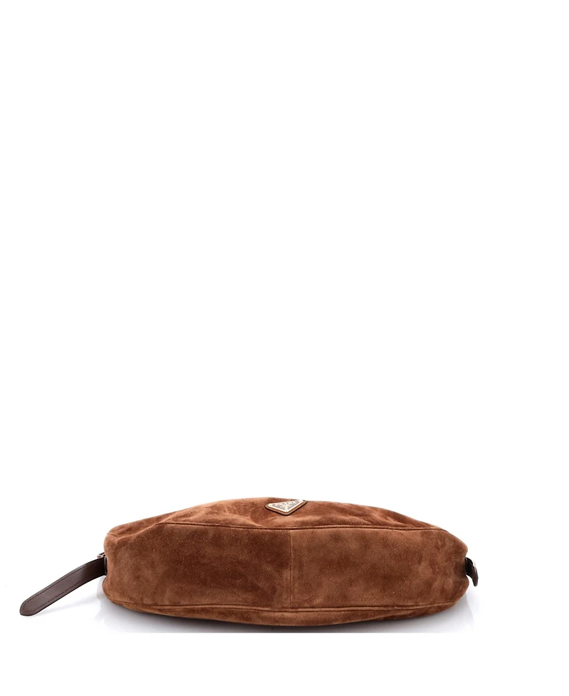 Pre-Owned Prada Large Demi-Lune Shoulder Bag Suede