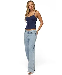 Edikted Women's Delia Sweetheart Button Up Tank Top