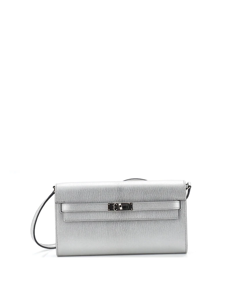 Pre-Owned HERMES Kelly To Go Wallet Metallic Chevre Chamkilight