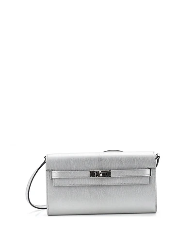 Pre-Owned HERMES Kelly To Go Wallet Metallic Chevre Chamkilight