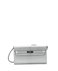 Pre-Owned HERMES Kelly To Go Wallet Metallic Chevre Chamkilight