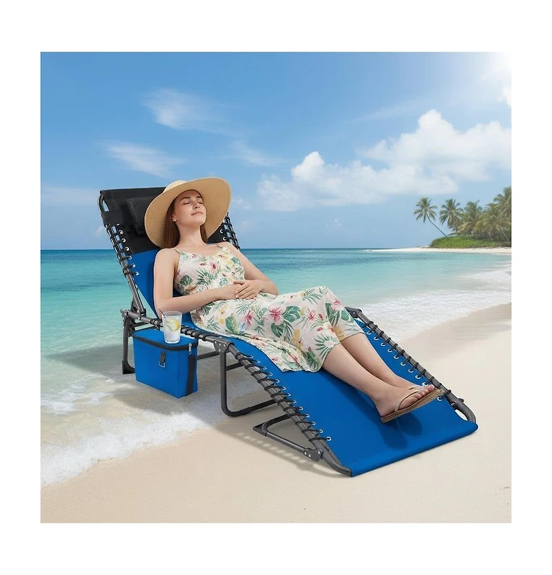 gaomon Outdoor Chaise Lounge Chair with 5-Position Adjustable Recline and Lay-Flat