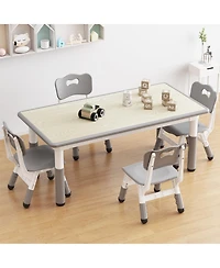 gaomon Height Adjustable Kids Table and 4 Chairs Set Multi-Activity Study Table with Graffiti Desktop for Ages 2-8