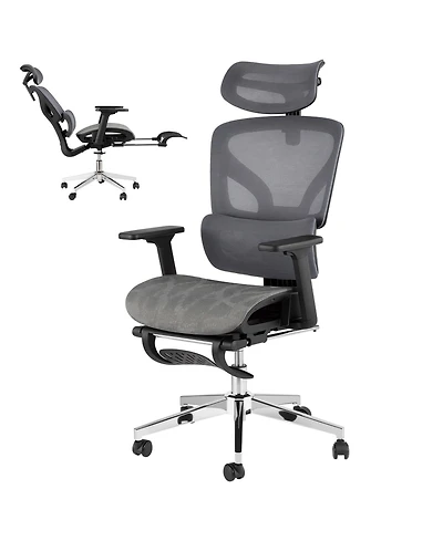 homfan Ergonomic High-Back Mesh Office Chair with Footrest, 4D Armrests, Dynamic Lumbar Support, Reclining, 350lb Capacity