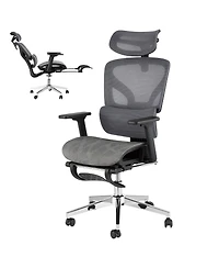 homfan Ergonomic High-Back Mesh Office Chair with Footrest, 4D Armrests, Dynamic Lumbar Support, Reclining, 350lb Capacity