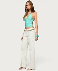 Edikted Womens Bree Fringed Backless Halter Top