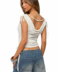 Edikted Women's Royan Cowl Neck Drawstring Top