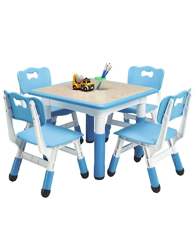 gaomon Height Adjustable Kids Table and 4 Chairs Set Multi-Activity Toddler Study Table for Ages 2-10 for Home, Daycare, Classroom