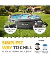 Funsicle QuickSet Inflatable Ring Top Outdoor Above Ground Pool with Pump