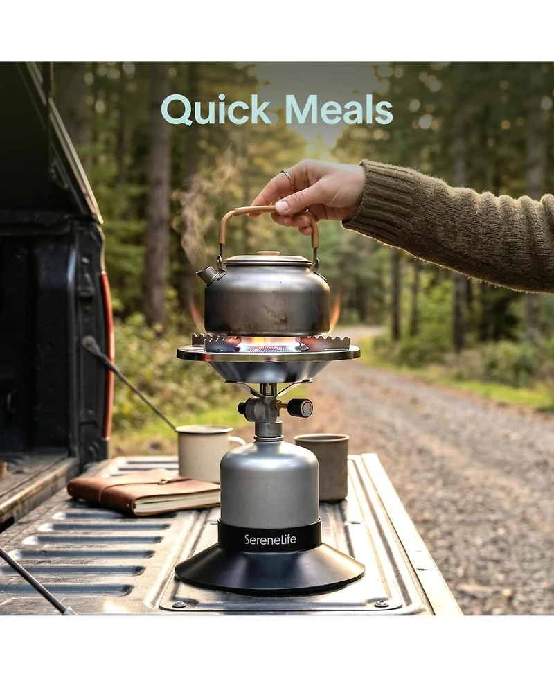 SereneLife Portable Propane Camping Stove - 10,000 Btu Single Burner Outdoor Stove for Backpacking and Camping Use