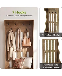 Tribesigns 3-In-1 Coat Rack with Shoe Bench, 70.9" Tall Hall Tree with 7 Hooks, Farmhouse Entryway Coat Rack with 2 Tier Shoe Storage