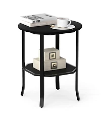 Slickblue Small Space Round Side Table with Storage Shelf, 2-Tier Nightstand Design