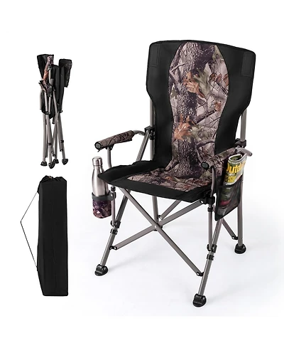 Sugift 400 lb Heavy Duty Folding Camping Chair with Cup Holder and Mesh Pocket